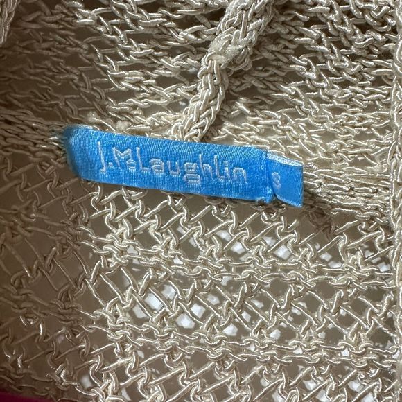 J. McLaughlin Open Front Sleeveless Open Knit Cardigan Beige Size S Small - Picture 3 of 7